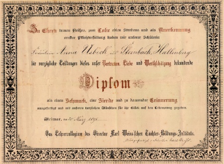 Belobigung der Schule für Anna Usbeck